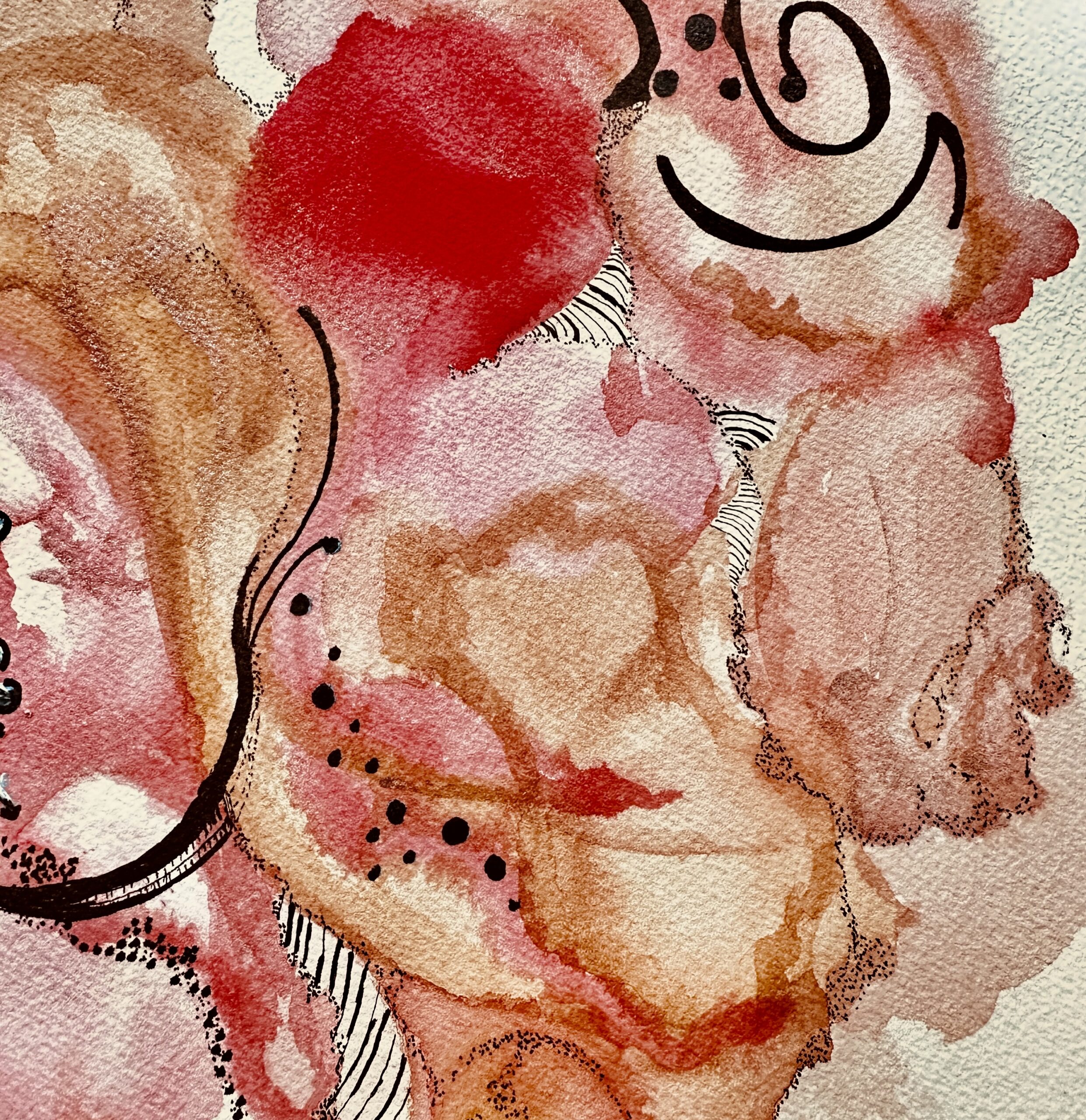 Art workshop-Toronto-Watercolour-Red and Beige painting