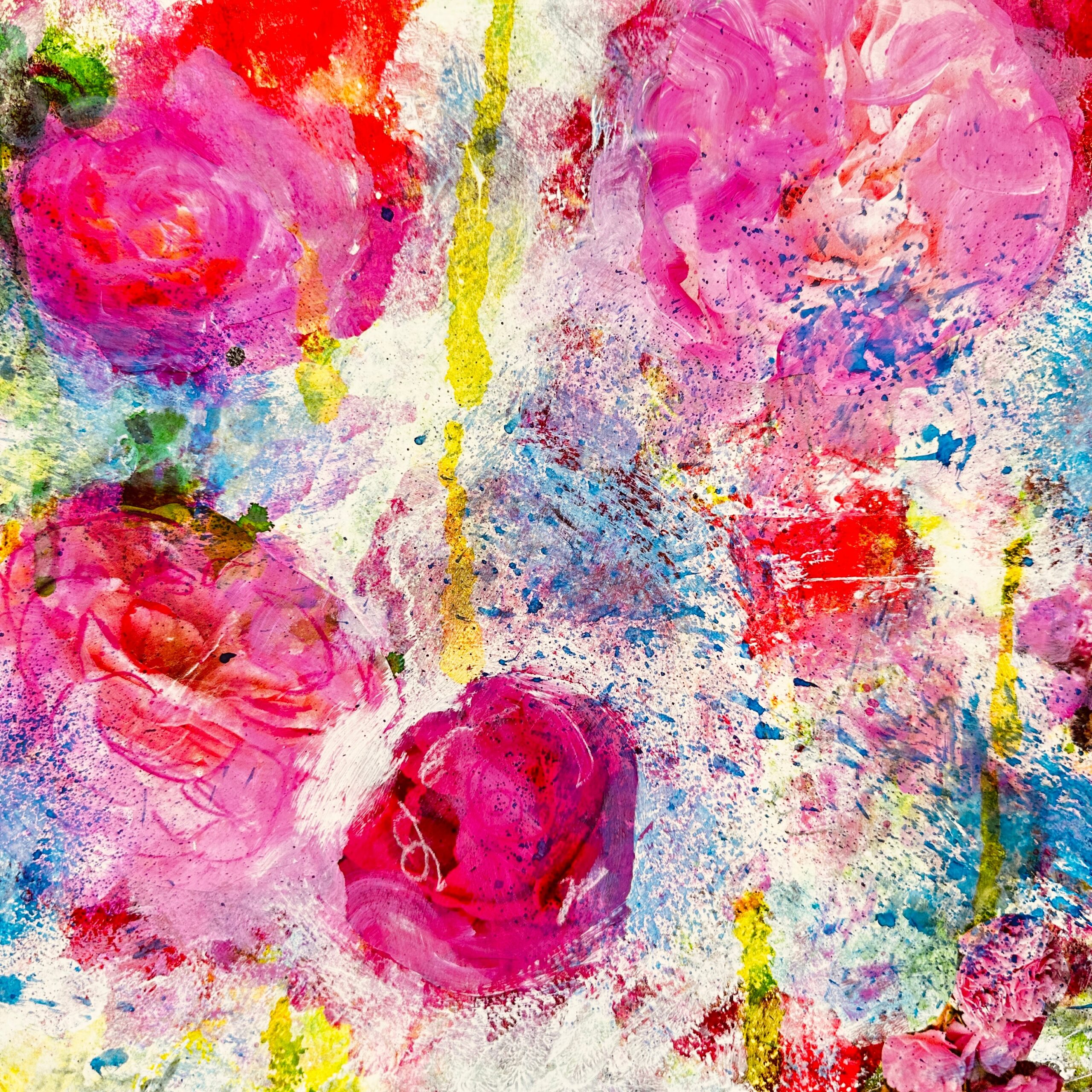 Flower blooms Hot pink flower abstract-Artist Kim Ironmonger