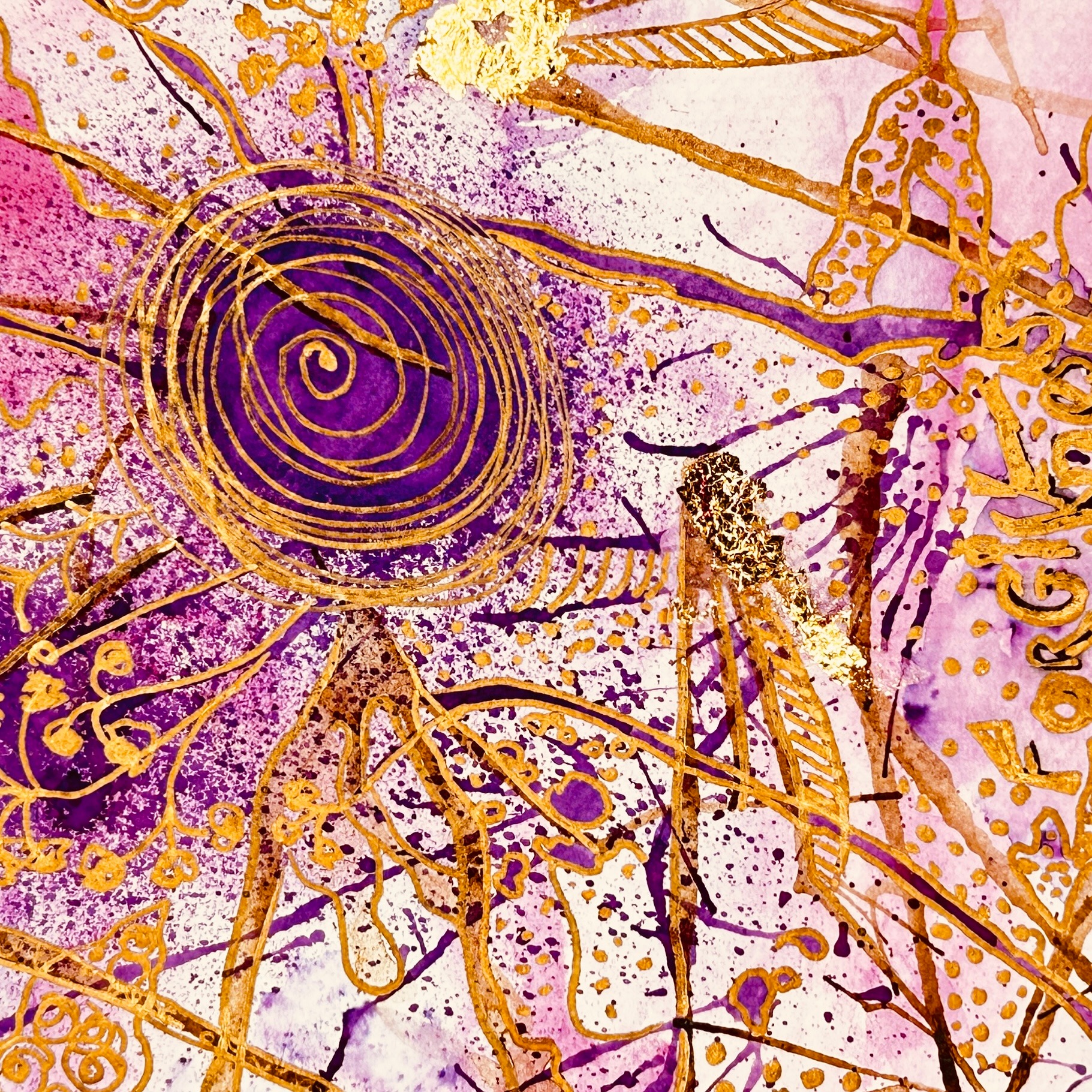 Mixed media-abstract art pink and gold-Toronto -Heartfelt workshops
