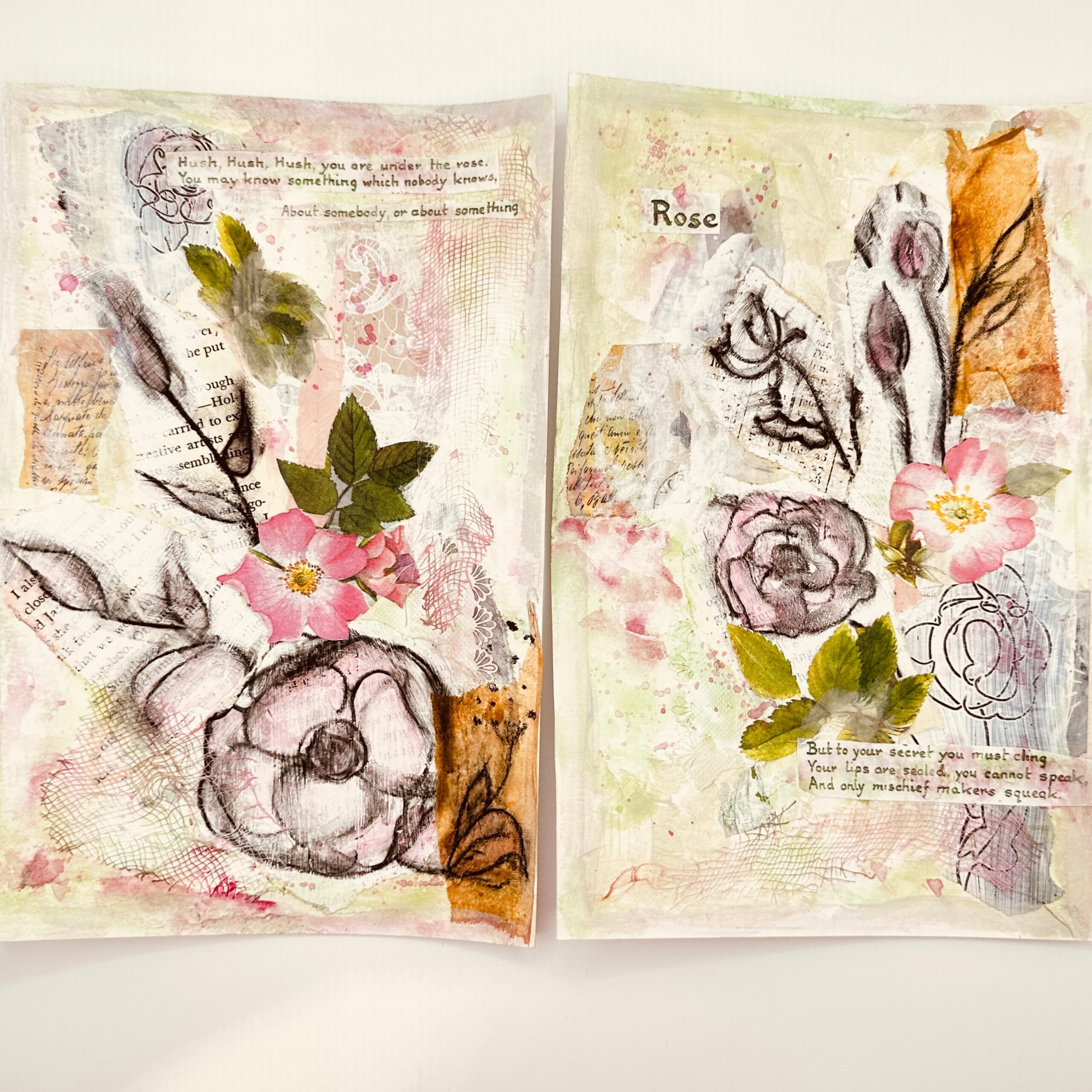 Mixed media floral paint and ink-Heartfelt workshops-Toronto