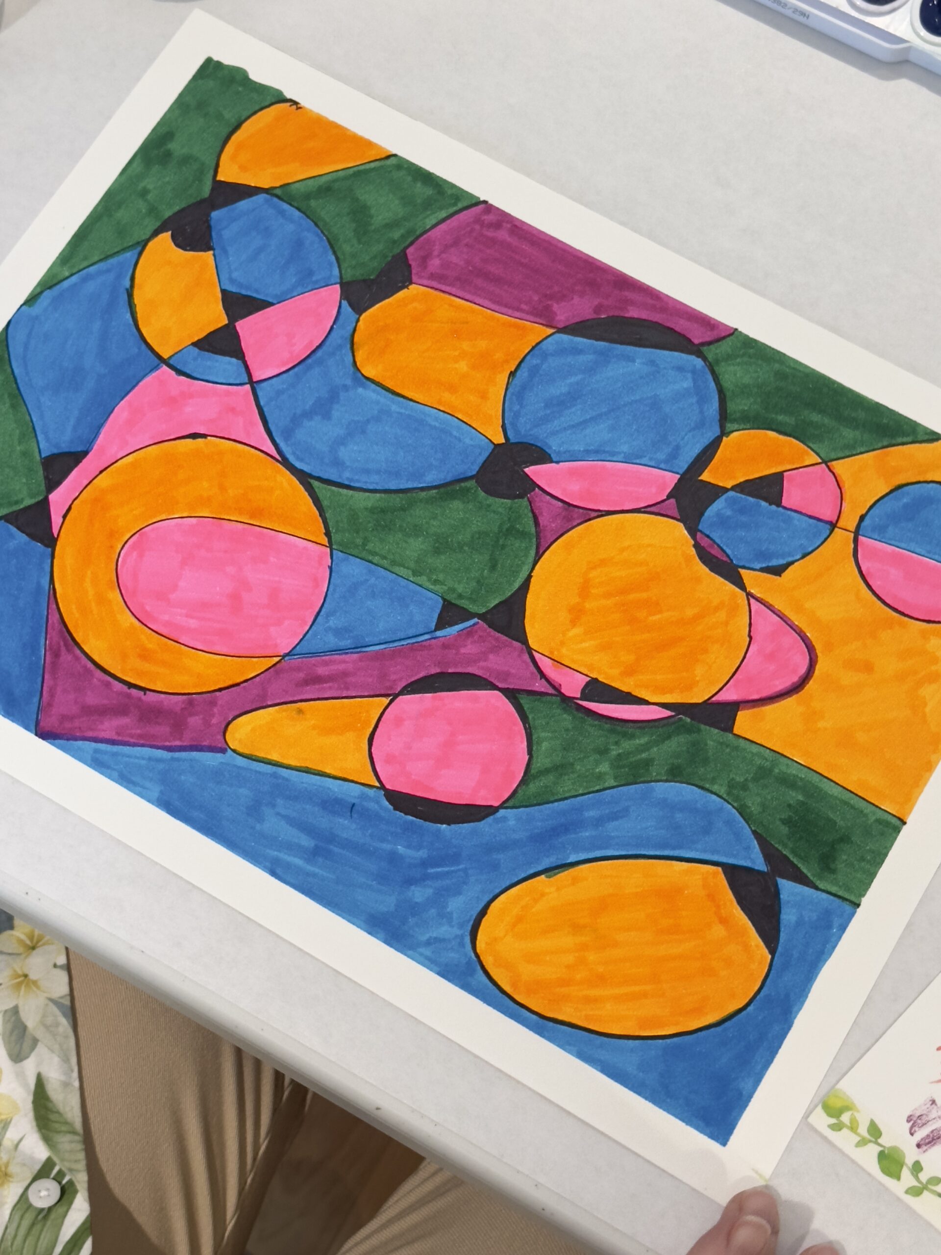 Neurographica Art- Heartfelt workshops-Toronto-Abstract-Orange and Blue Neurograpgic art
