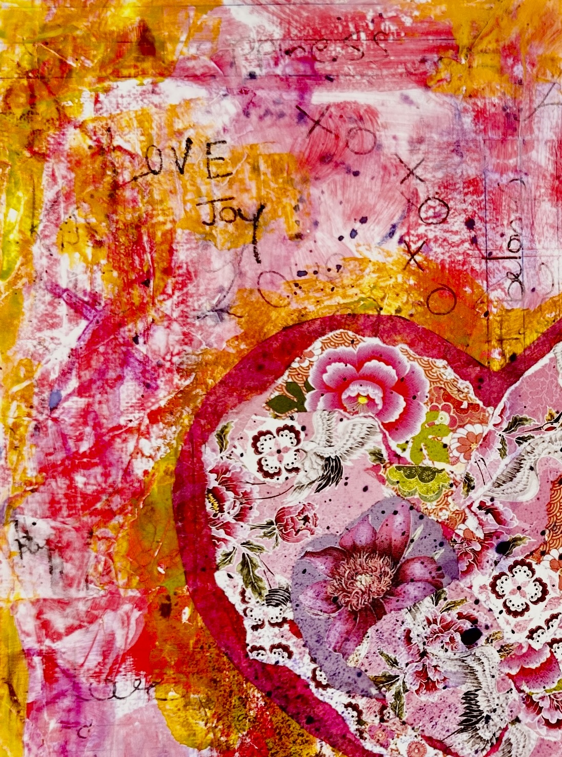 Red and pink heart- saying love and joy-Toronto -Artist Kim Ironmonger