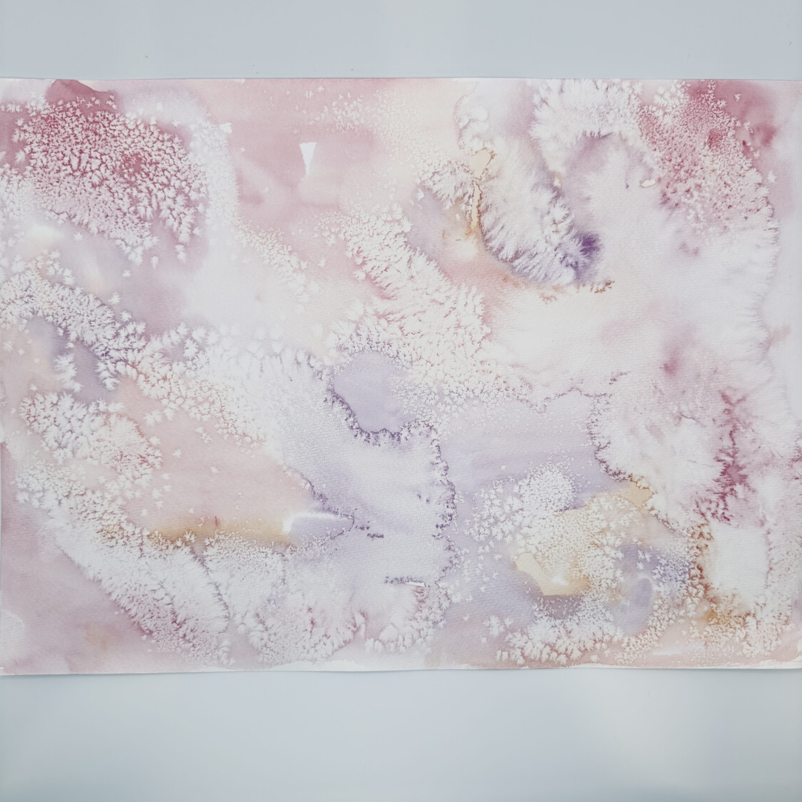 Watercolour and bloom-Heartfelt workshop-pink paint and salt blooms